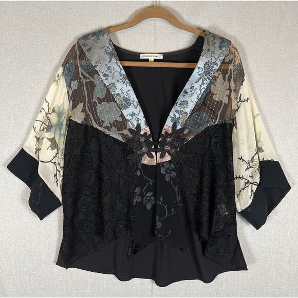 Spencer Alexis Lace Kimono Jacket Womens L Crochet Lace Fairy Whimsigoth Boho - Picture 1 of 13